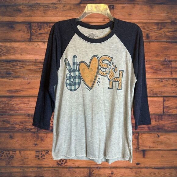 5 for $25🔥Peace✌️ Love❤️ & Sam Houston Baseball Tee T-Shirt Large - Picture 1 of 6